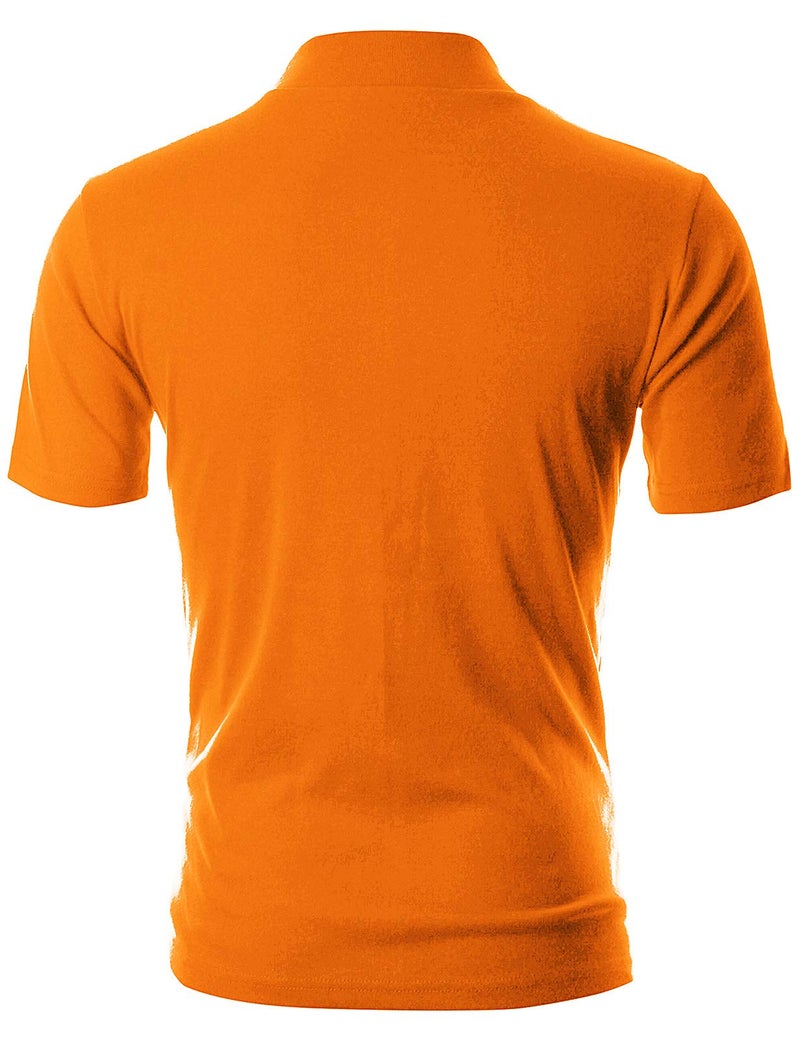 Ohoo Mens Short Sleeve Mock Turtleneck Basic Tops Lightweight Slim Fit Cotton Pullover Sweater / DCT105-ORANGE-M - Image 3